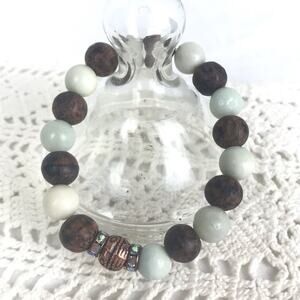 Healing Meditation Natural Amazonite Wood Bracelet